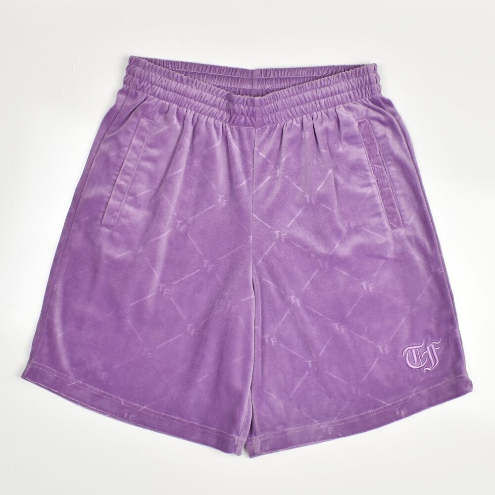 Teddy Fresh Velvet Velour Purple Basketball Shorts - XS